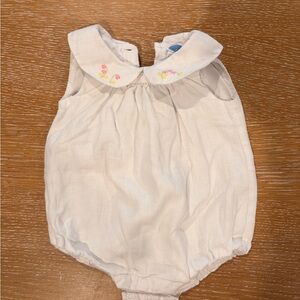 Jacadi White Bubble with Floral Embroidered Collar. Worn once! No stains.